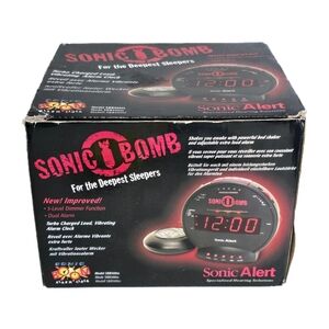 Sonic Bomb Alarm Clock with Bed Shaker - Black - NEW Open-Box Model SBB500SS